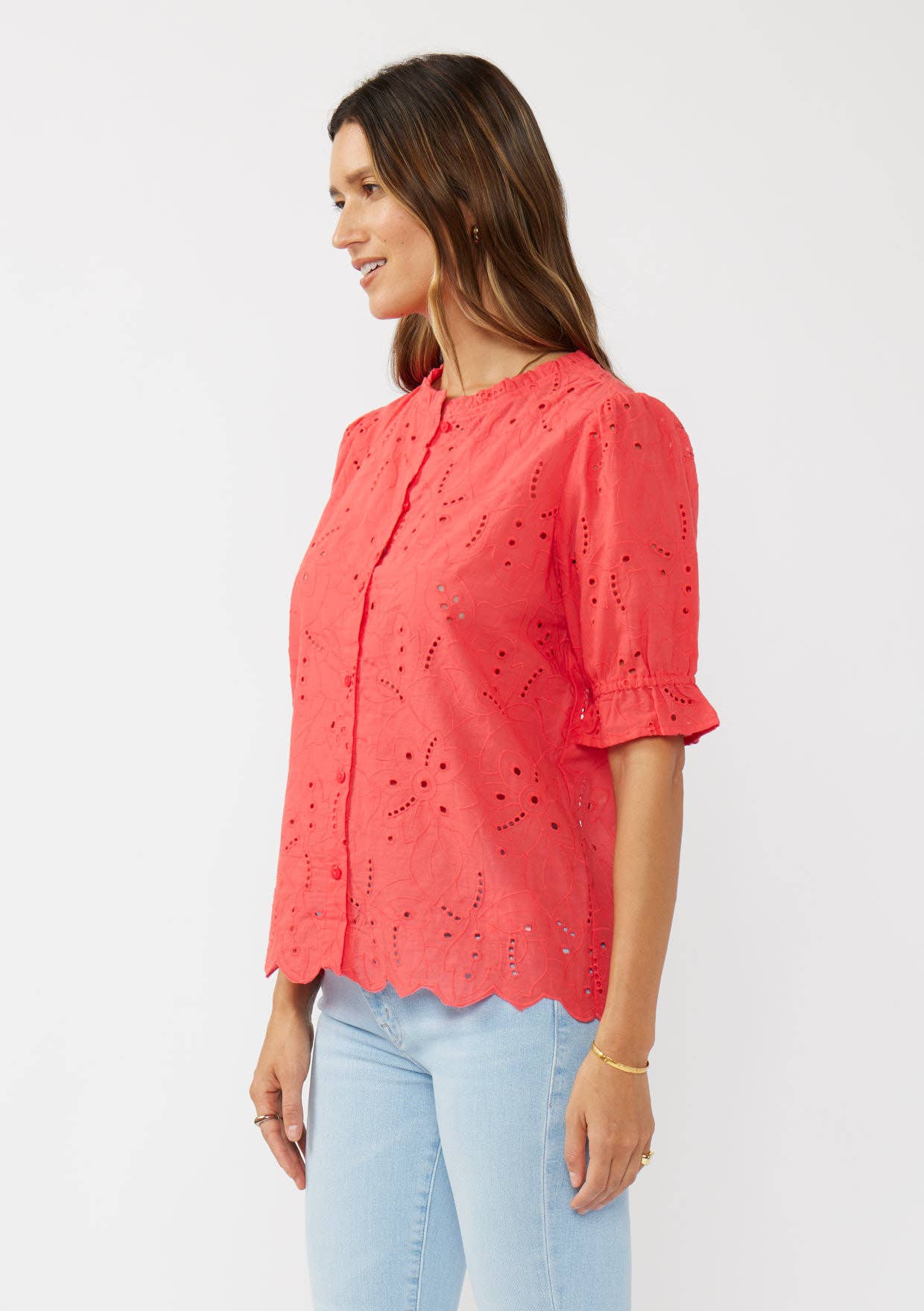 Embroidered Eyelet Top