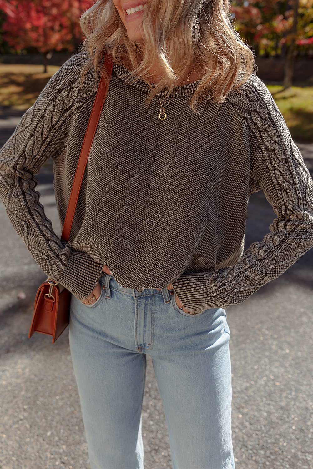 Contrast Cable Knit Sweater