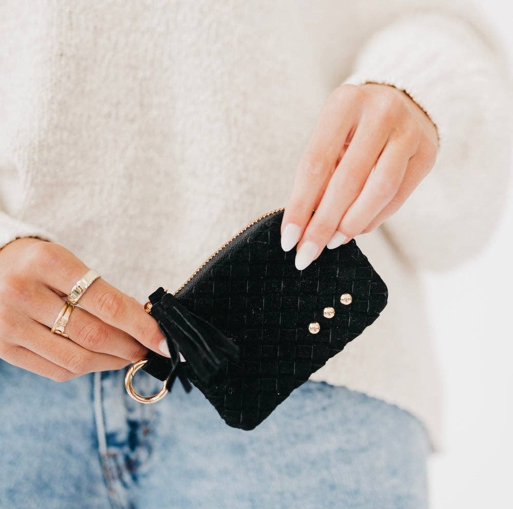 Suede Paris Card Wallet