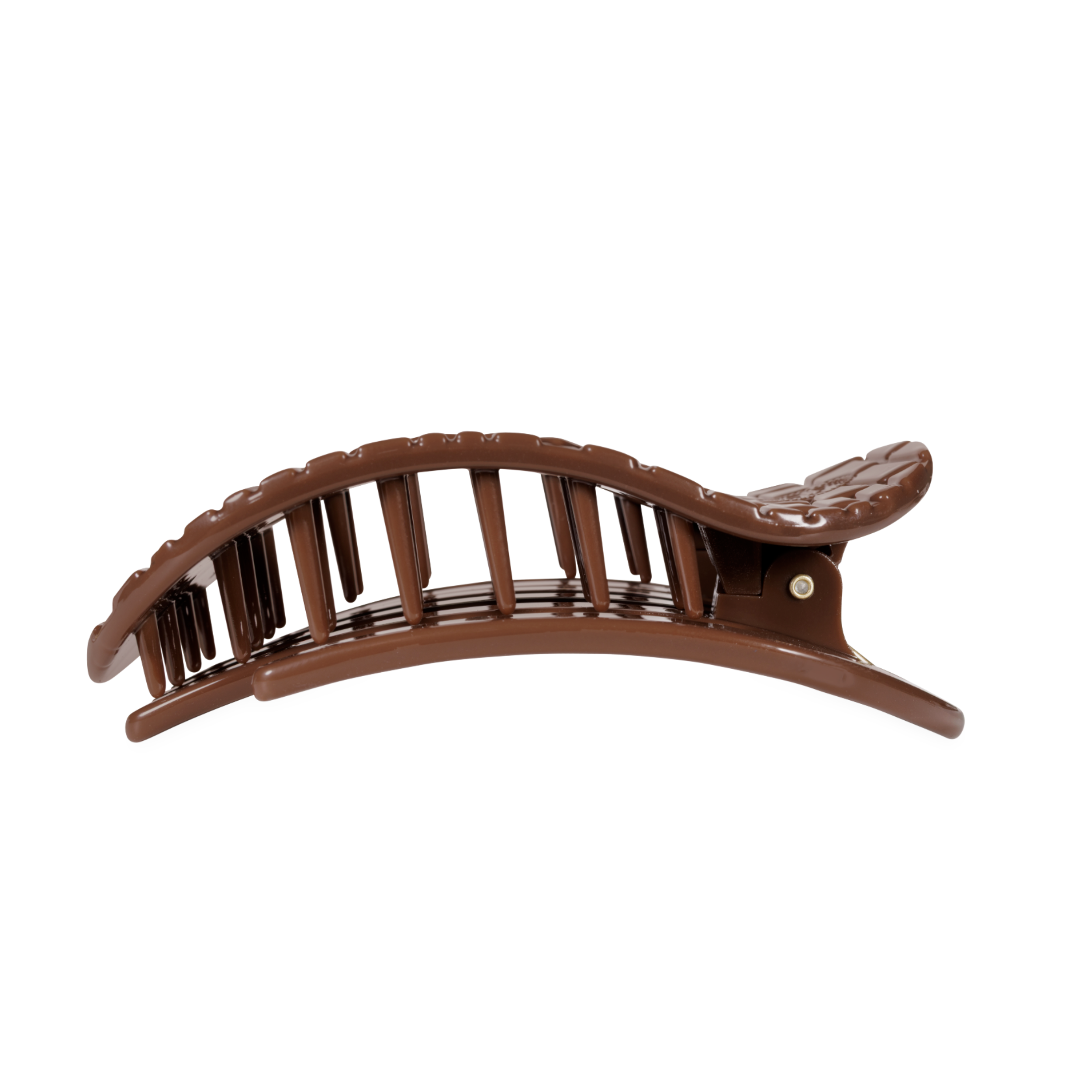 Brown Crocodile Large Flat Round Hair Clip