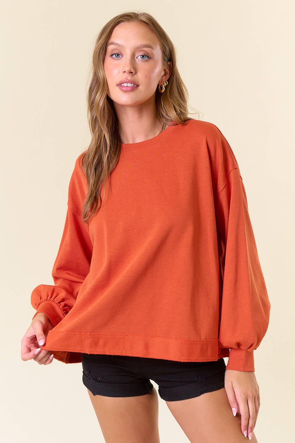 Puff Sleeve Over-Sized Sweatshirt