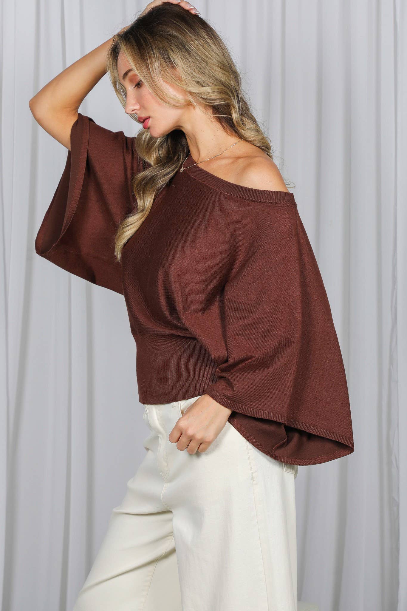Flattering Dolman Sleeve Knitted Sweater