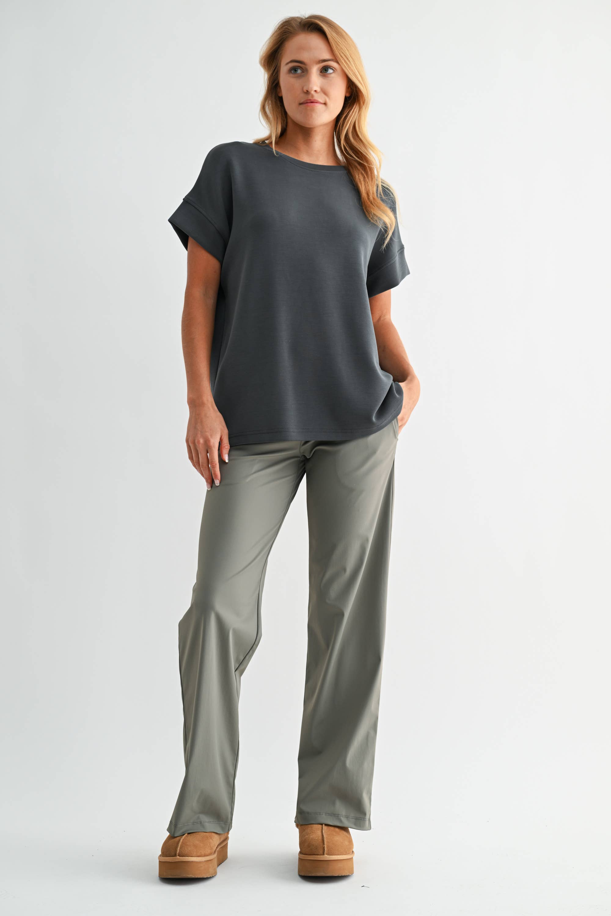 Nylon Blend Tailored Pants