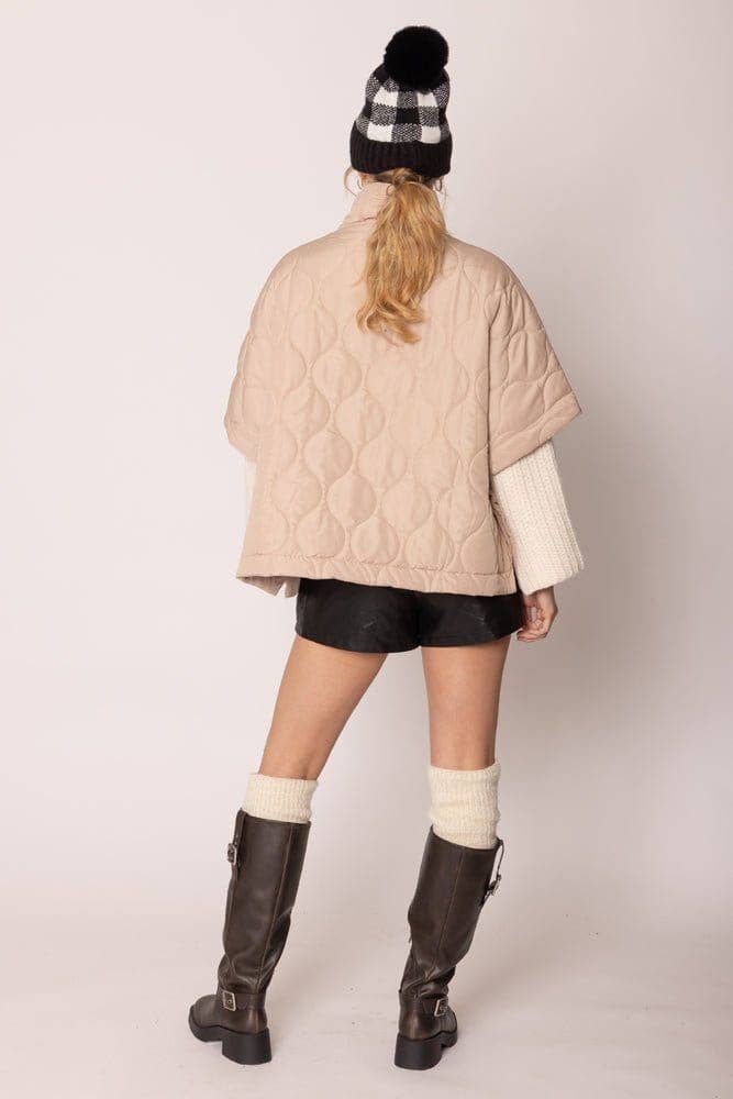Quarter Zip Quilted Puffer Poncho