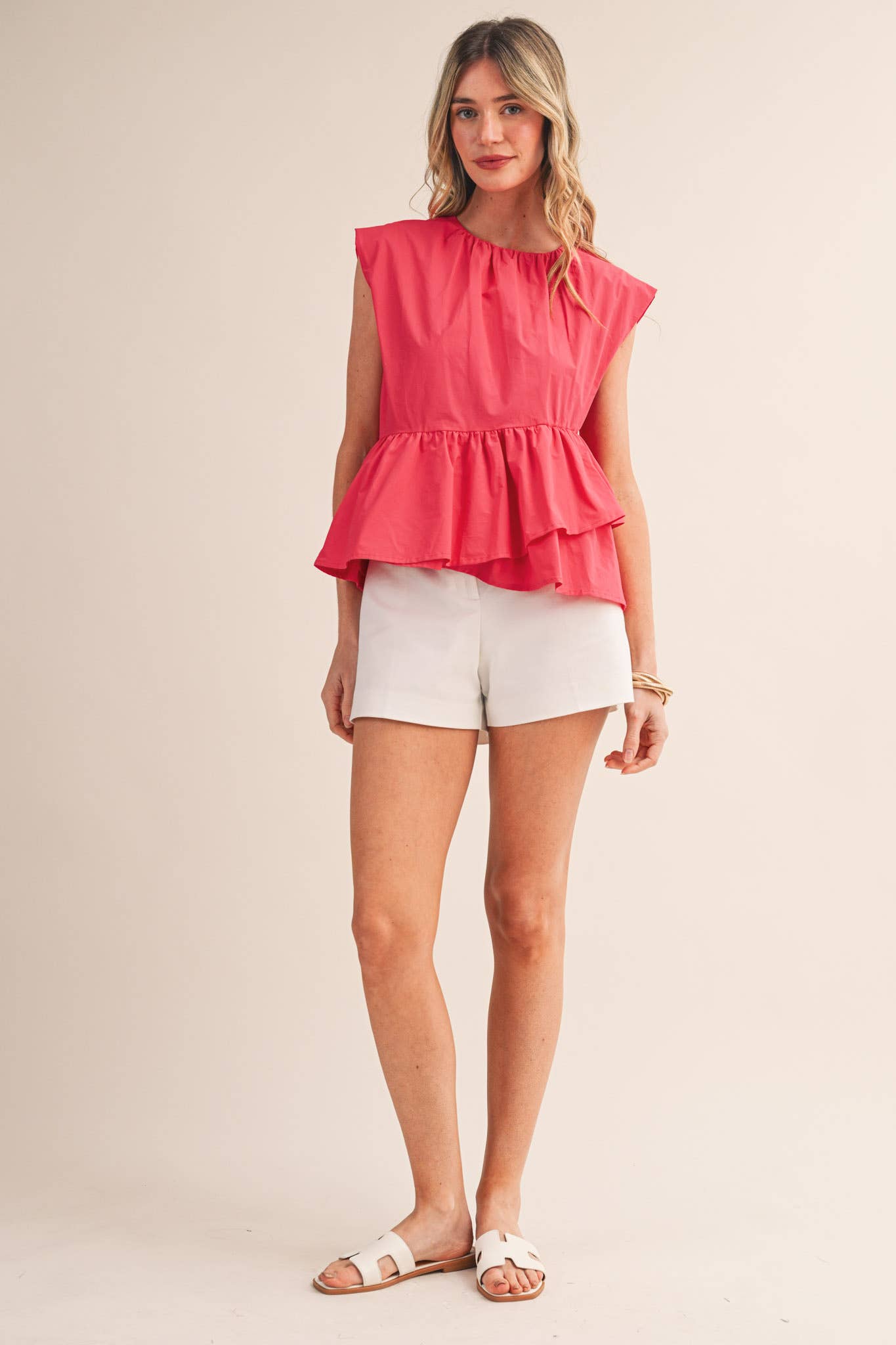 RUFFLED PEPLUM HEM TOP