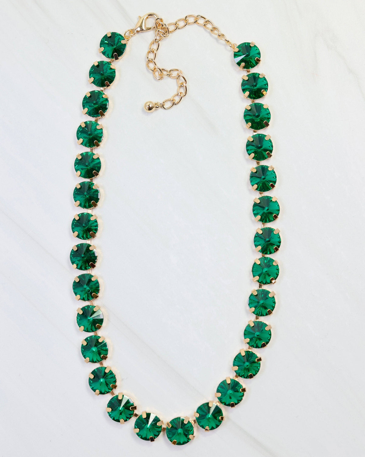 Harper Medium Rhinestone Necklace Green