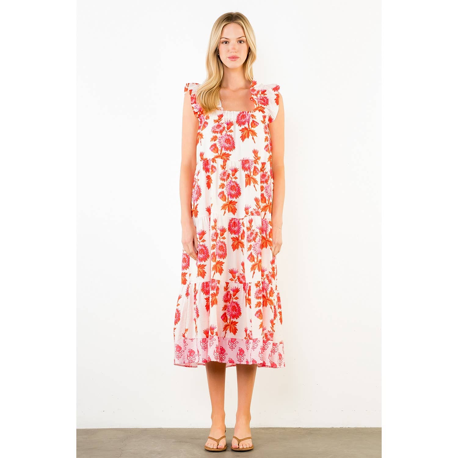Flutter Sleeve Floral Tiered Dress