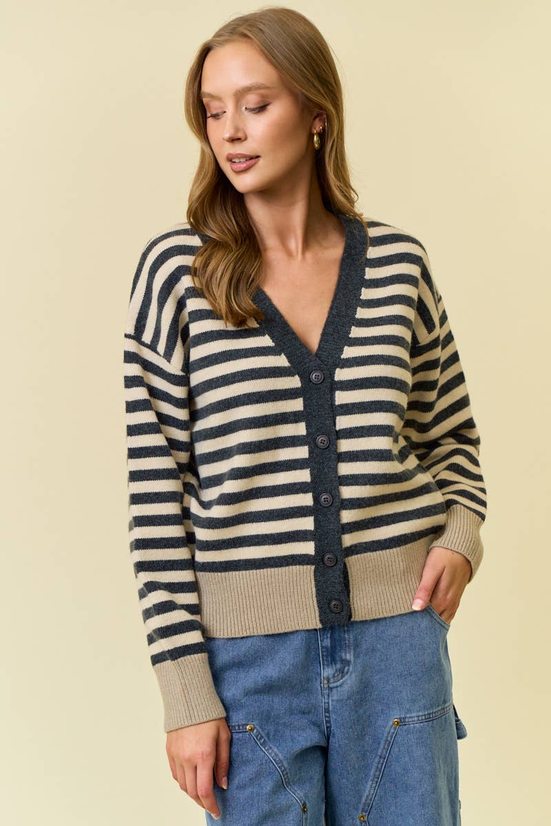 STRIPE CARDIGAN SWEATER