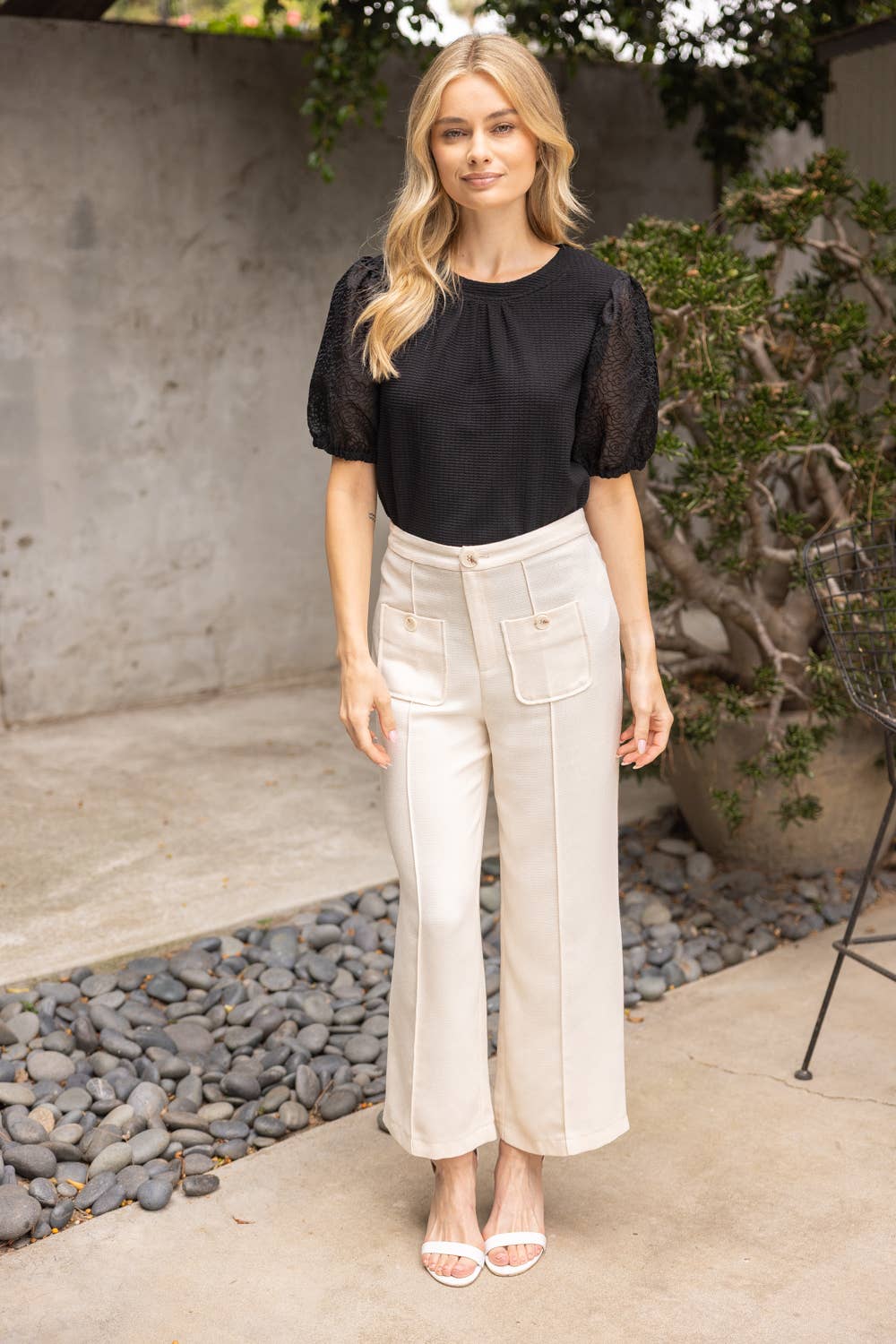 Floral Organza Puff Sleeve Top