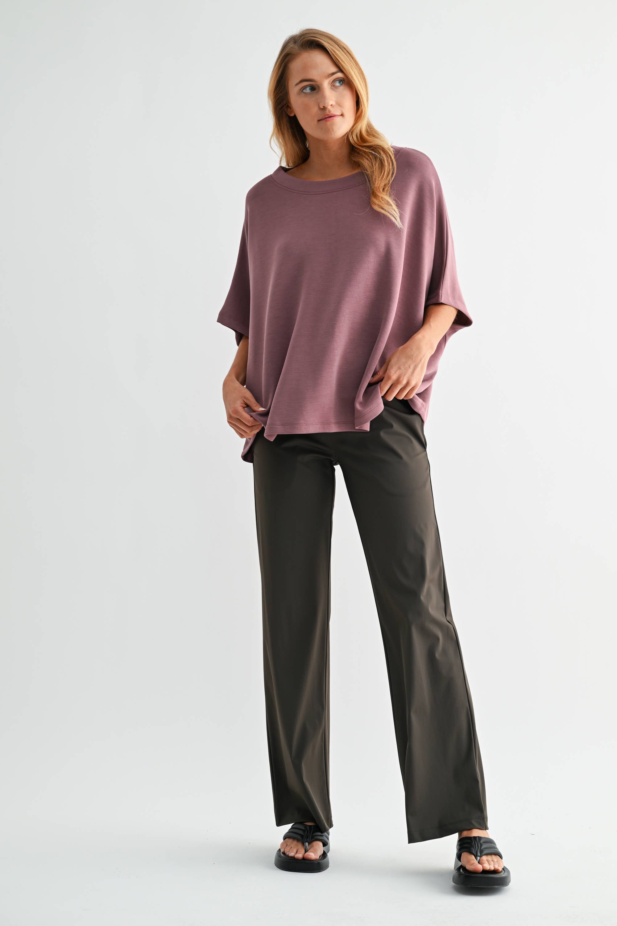 Nylon Blend Tailored Pants