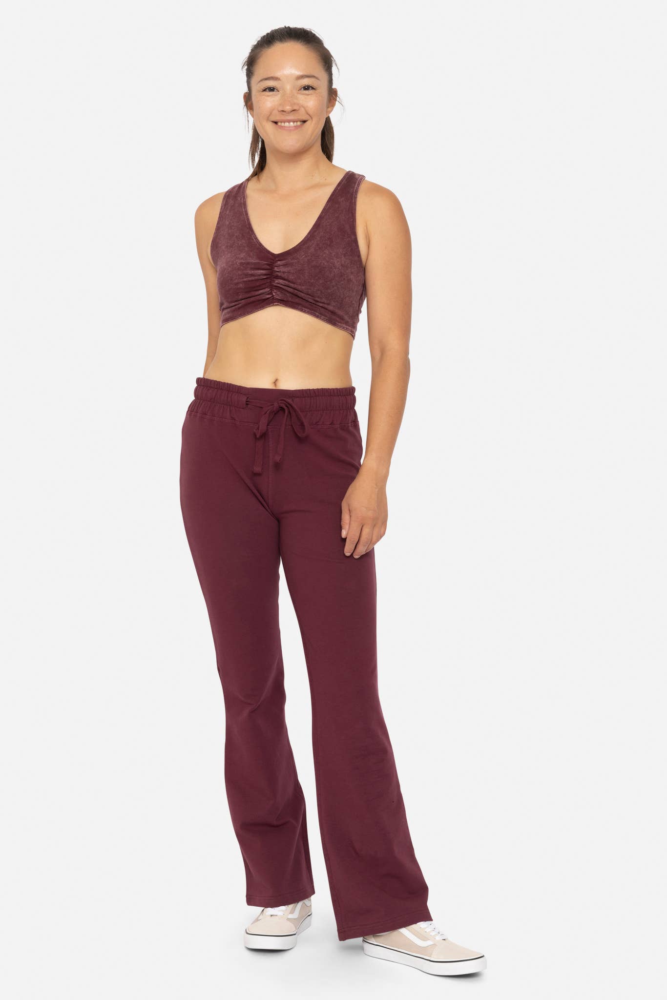 Cotton Blend Foldover Flared Leggings