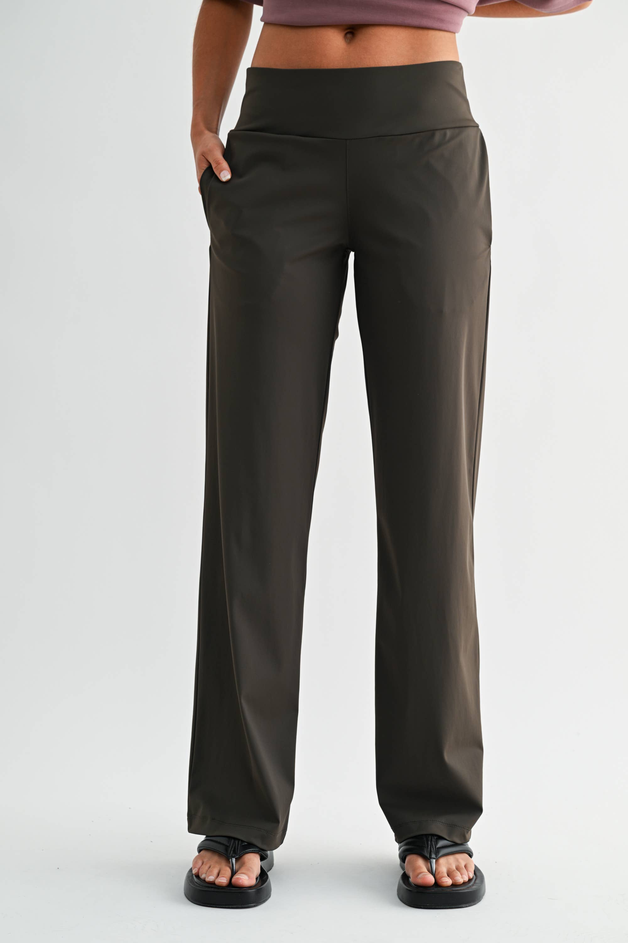 Nylon Blend Tailored Pants