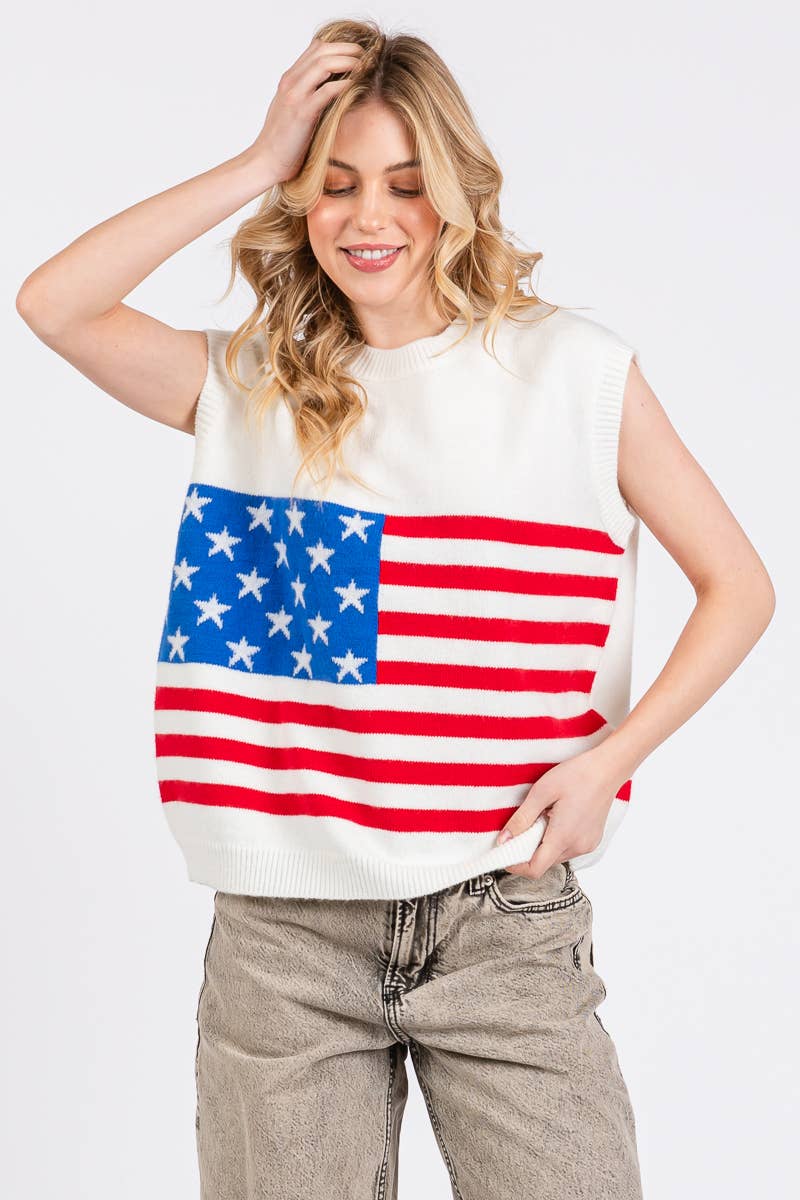 AMERICAN FLAG SWEATER VEST
