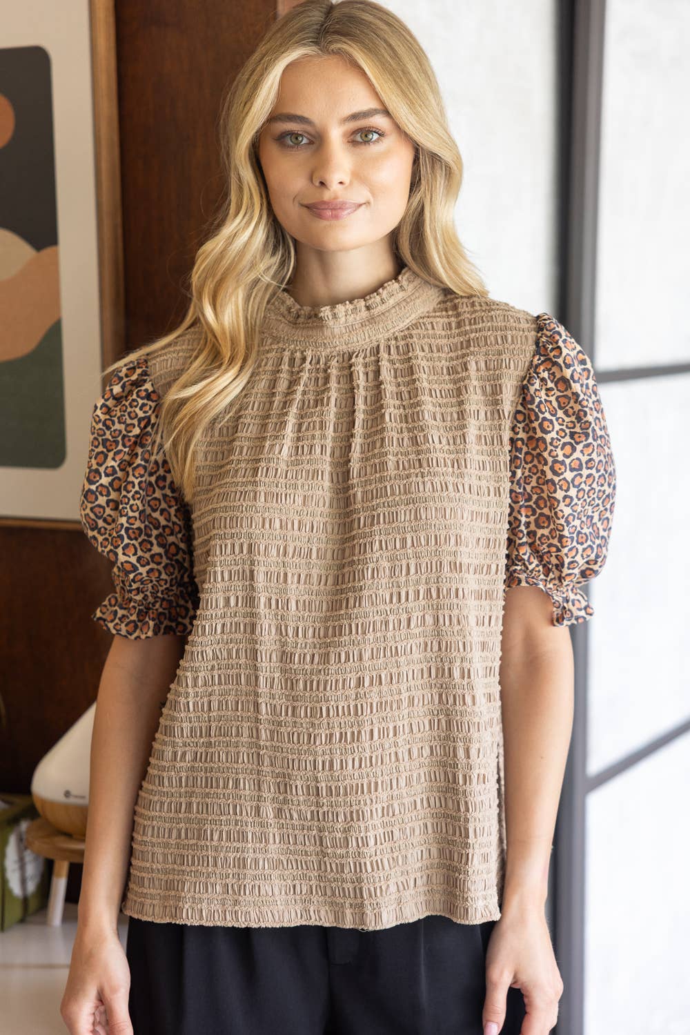 Leopard Printed Sleeve Top