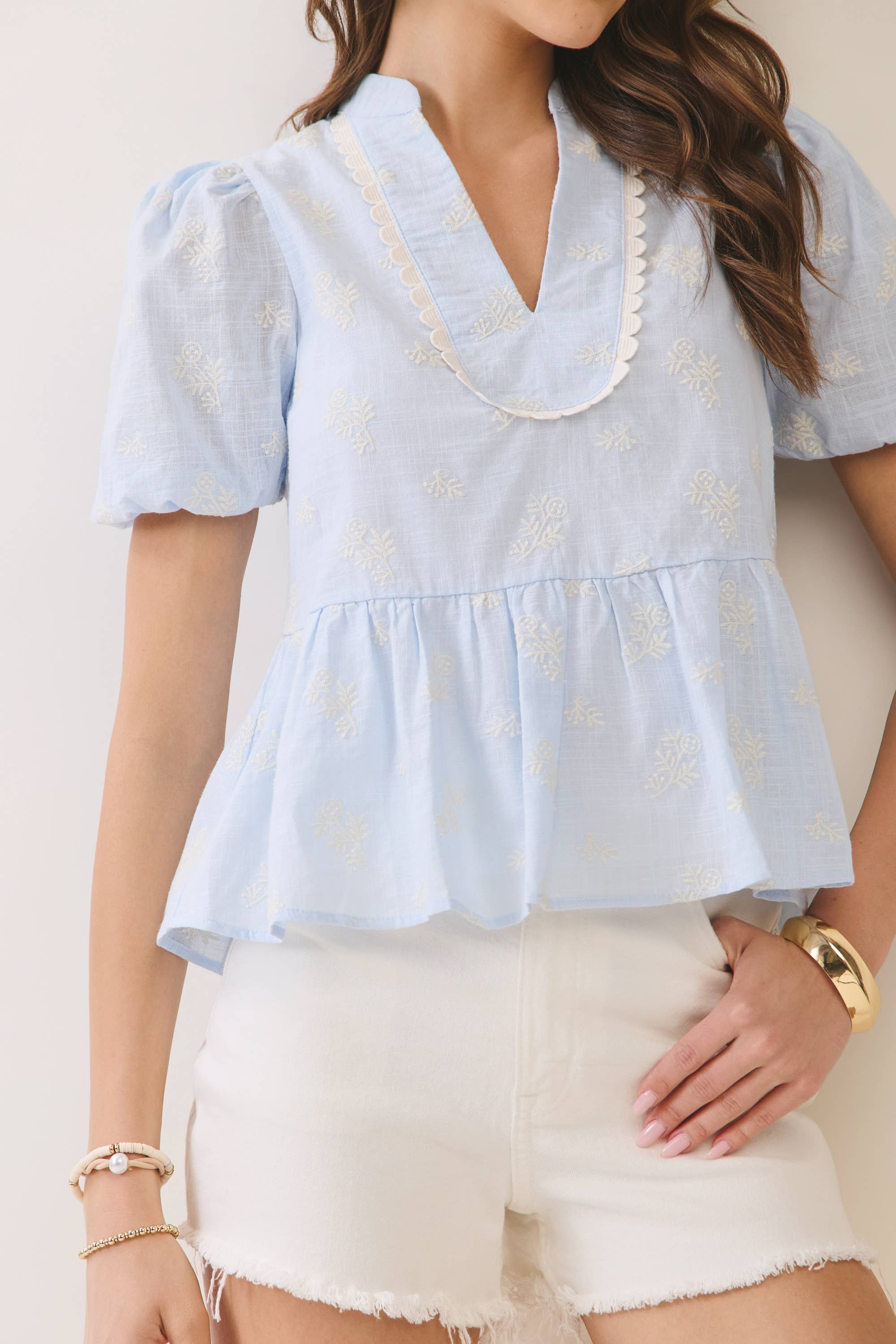 Peplum Puff Sleeve Top