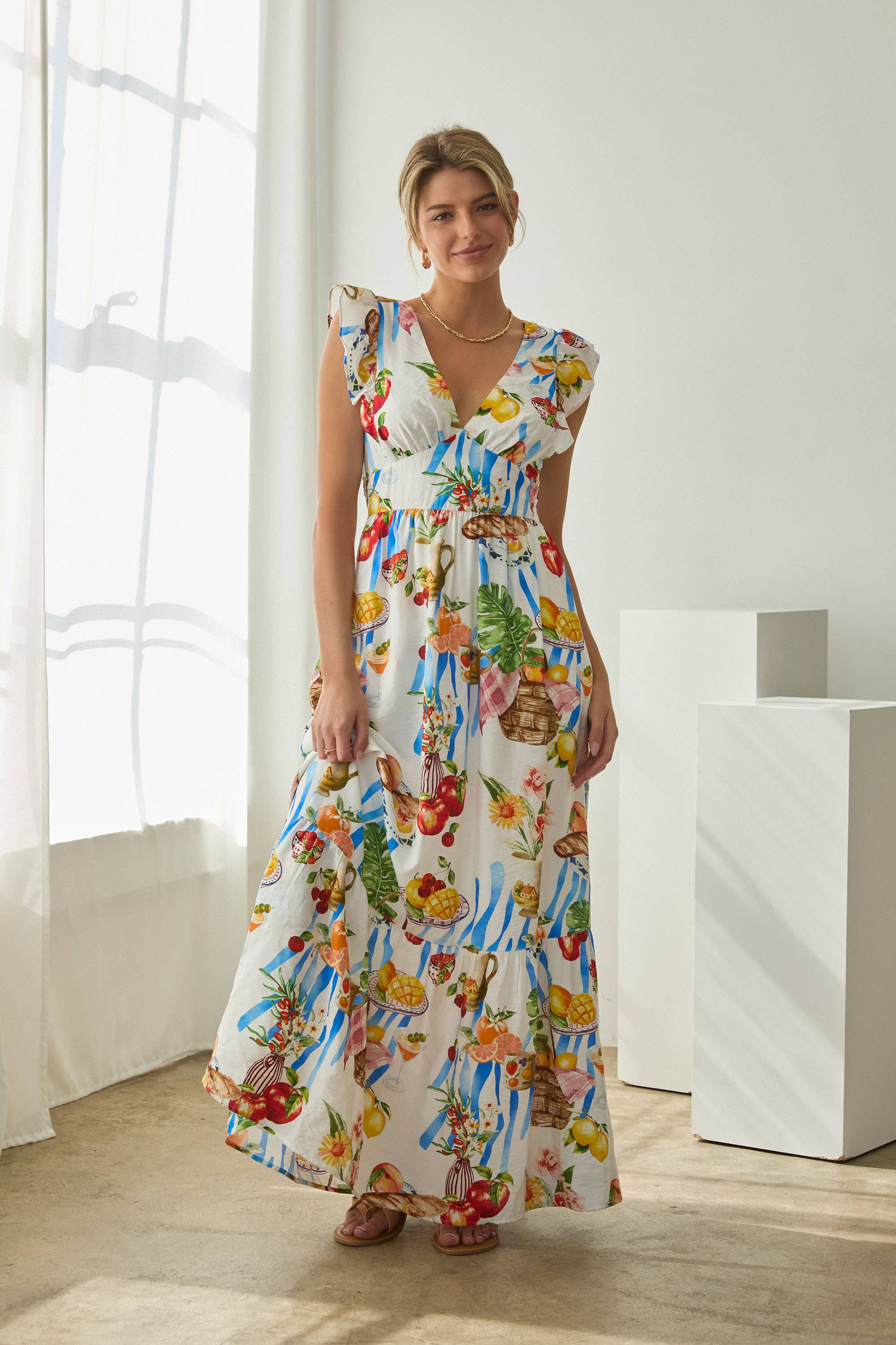 Picnic Tie-Back Maxi Dress
