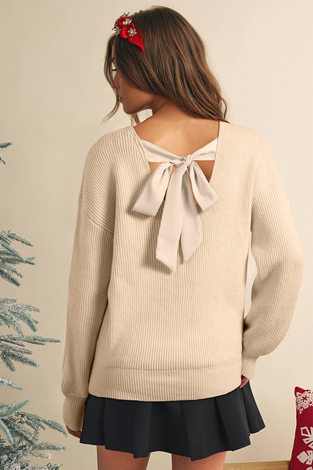 Ribbon Knot Back Sweater