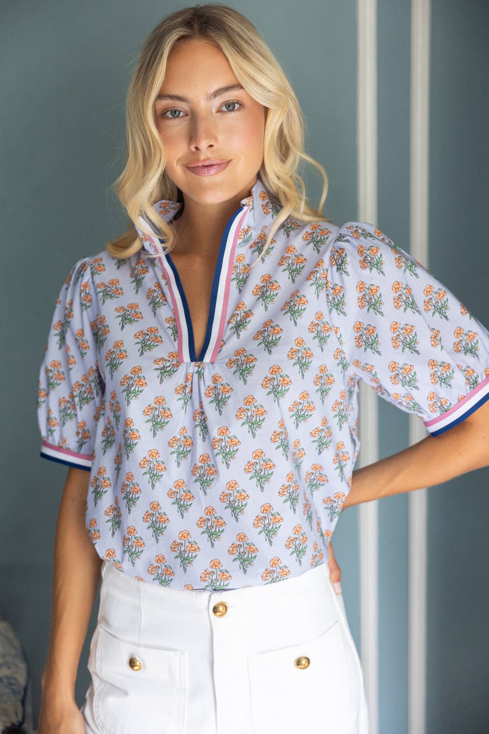 Multi Stripe Floral Printed Top