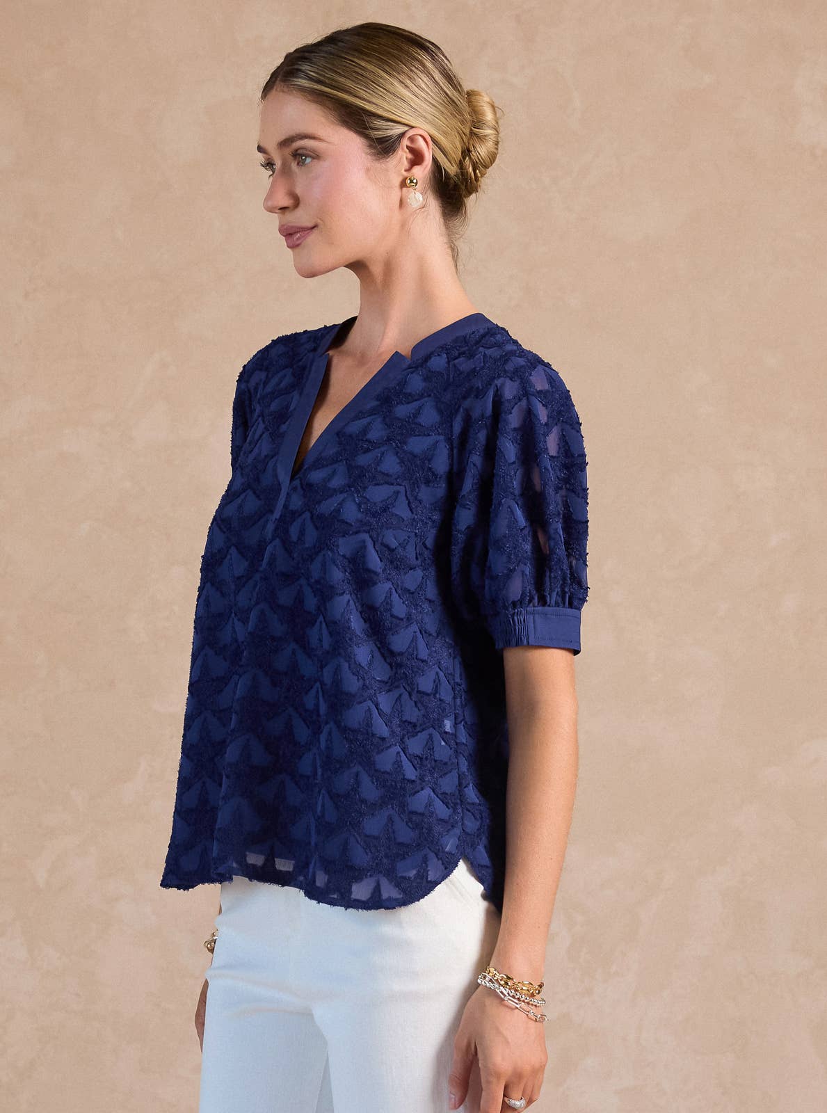 Star Pattern Short Sleeve Blouse