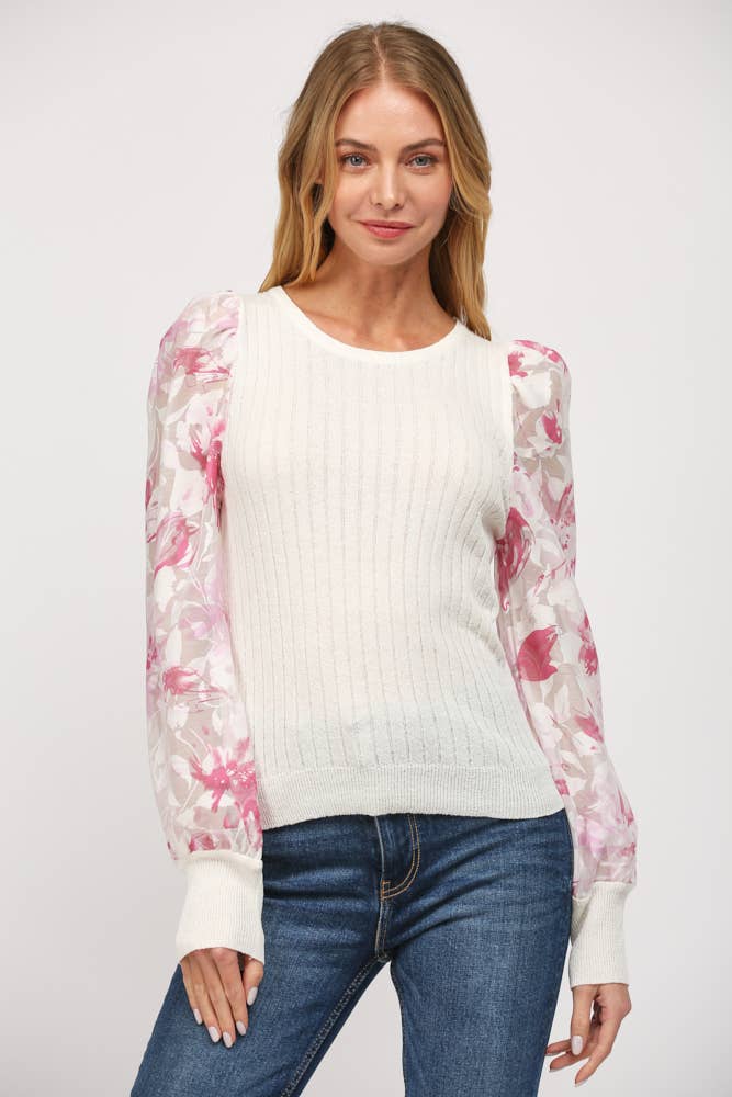 Floral Sleeve Sweater