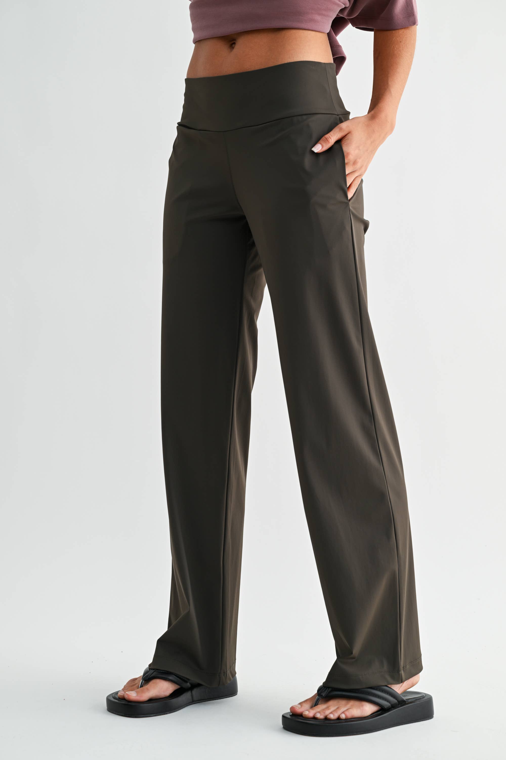 Nylon Blend Tailored Pants