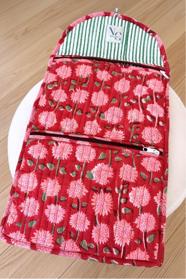 Esme Red Floral Jewelry Pouch