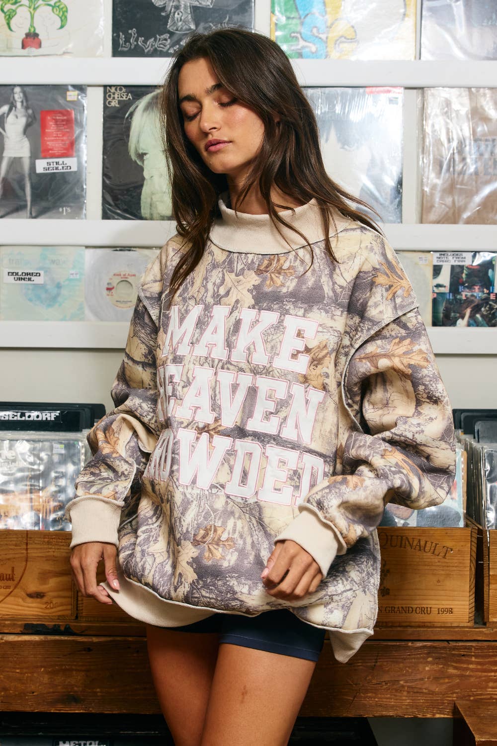 HEAVEN | Camo Appliqué Embroidery Sweatshirt