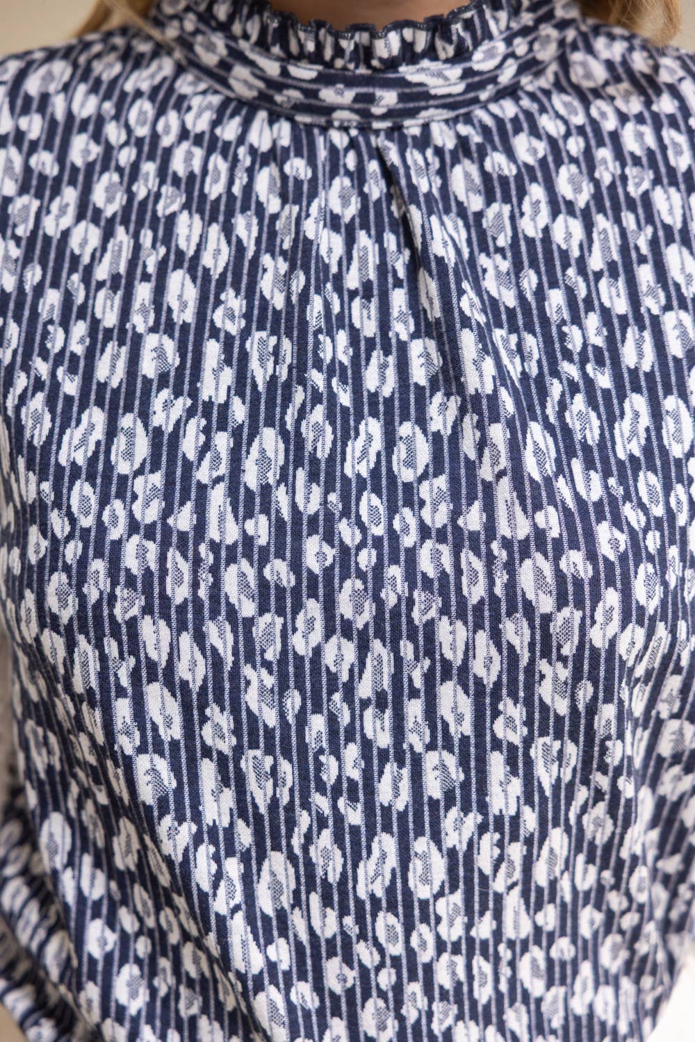 Lace Sleeve Animal Print Top