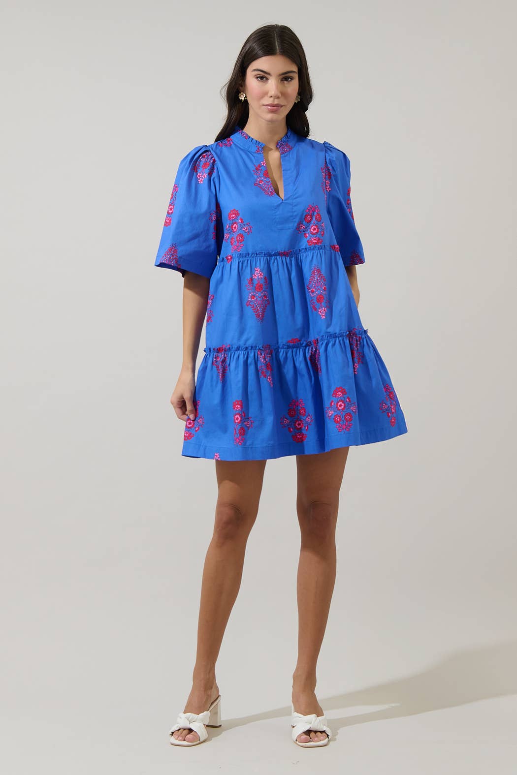 Shayna Floral Dixie Split Neck Shift Dress