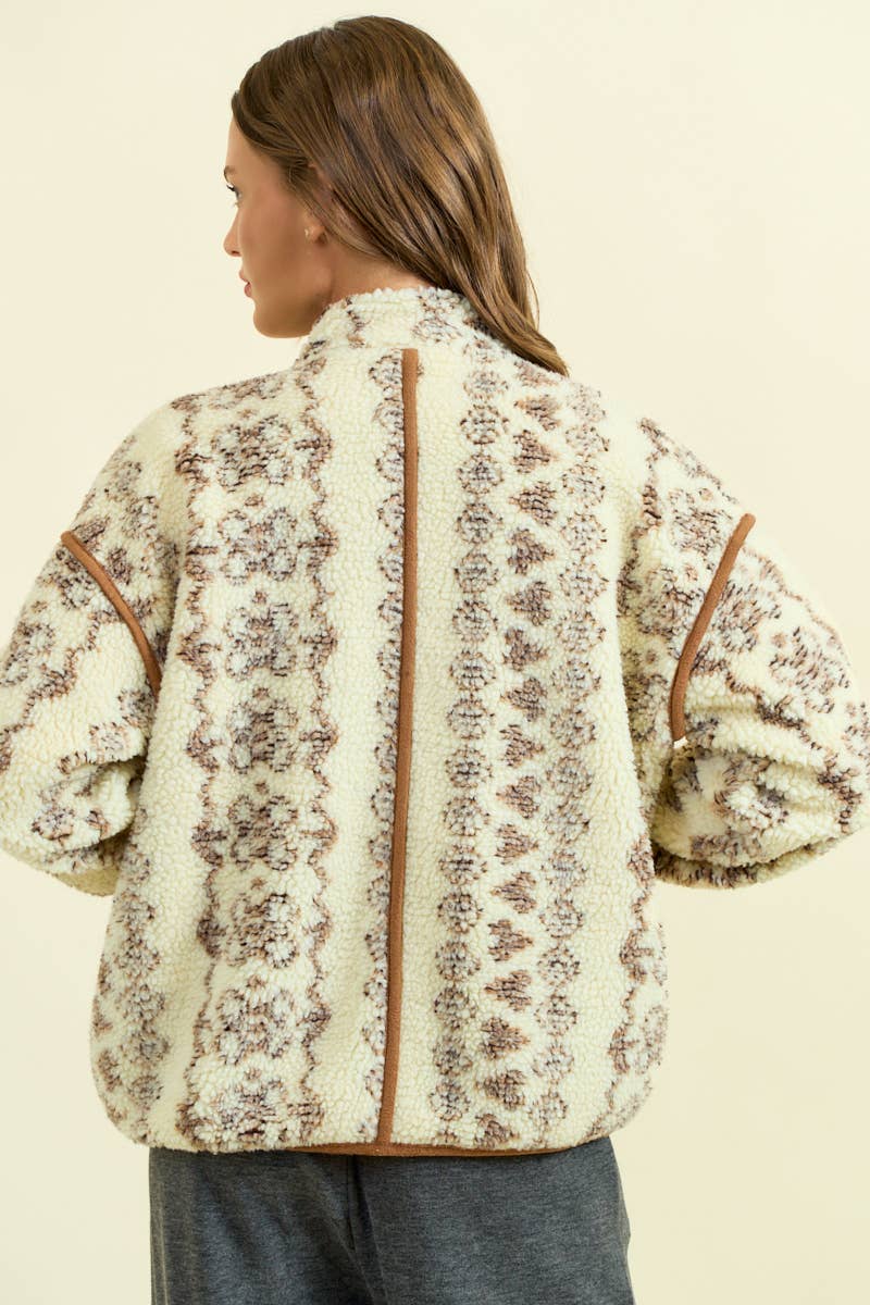 FAIRISLE FAUX SHEARLIING SWEATSHIRT