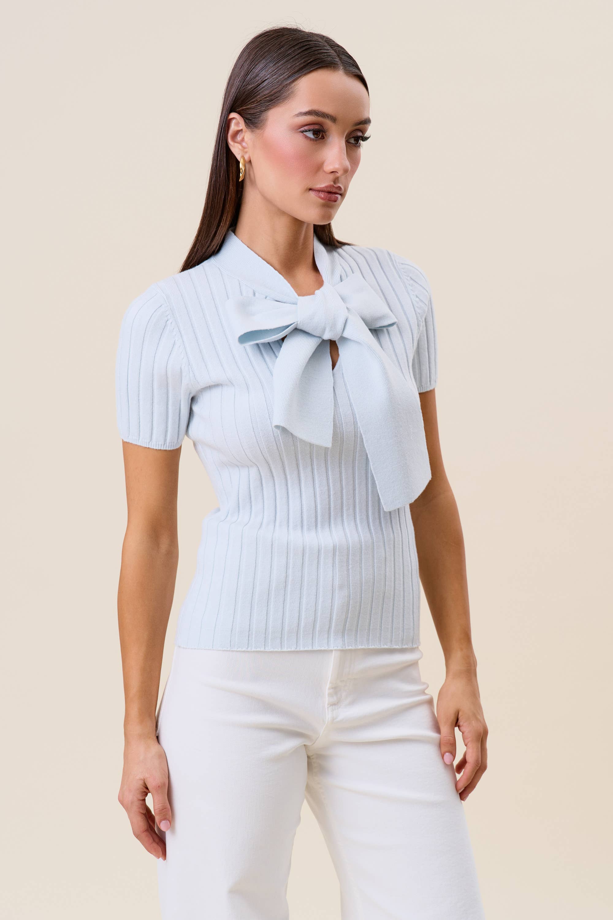 Tie Neck Knit Top
