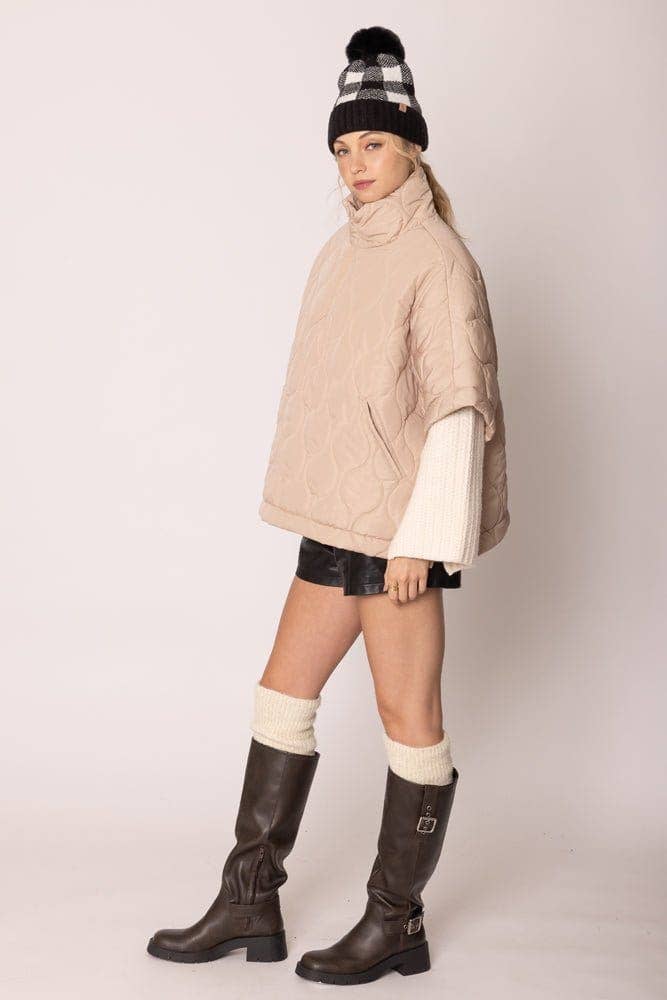 Quarter Zip Quilted Puffer Poncho