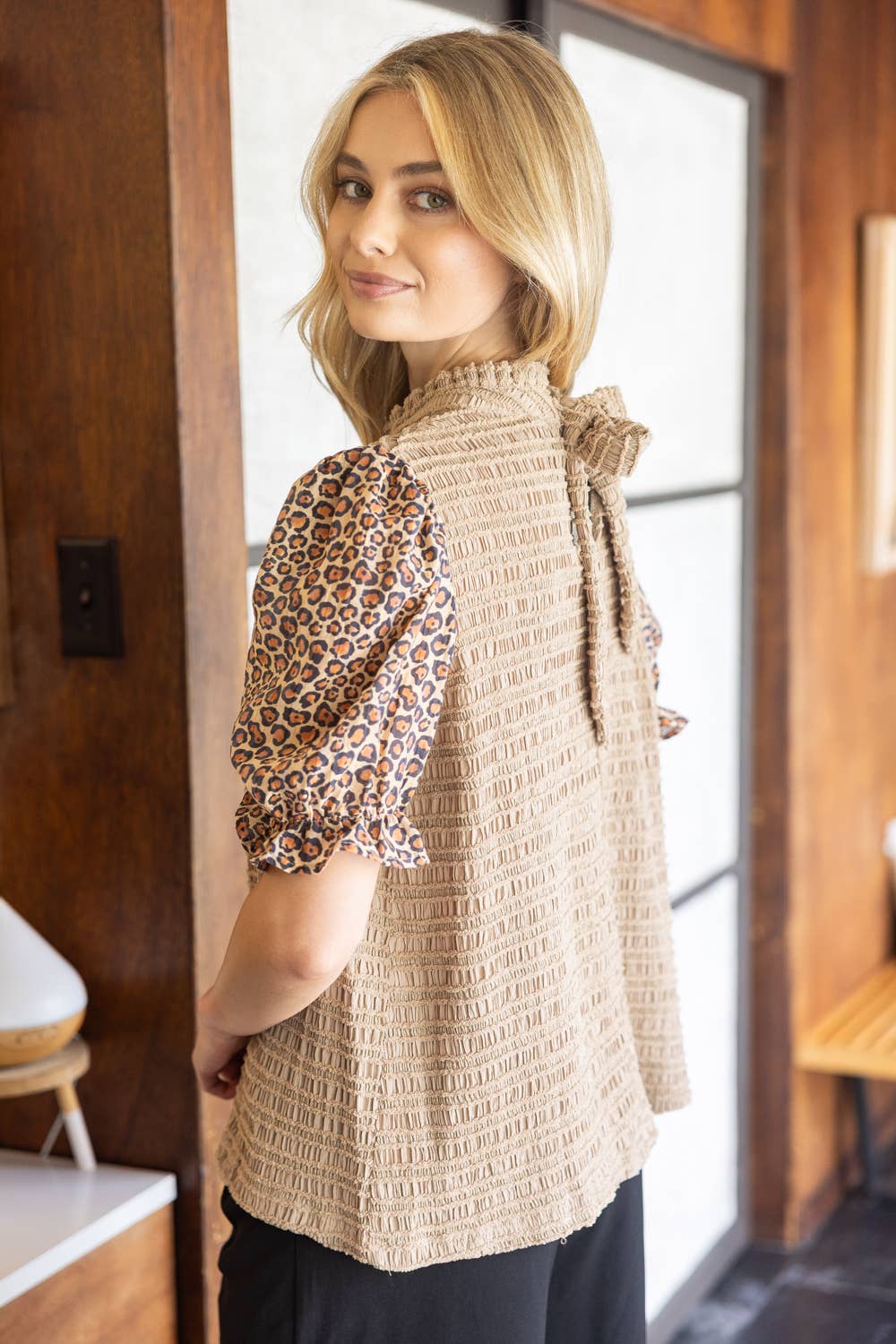 Leopard Printed Sleeve Top