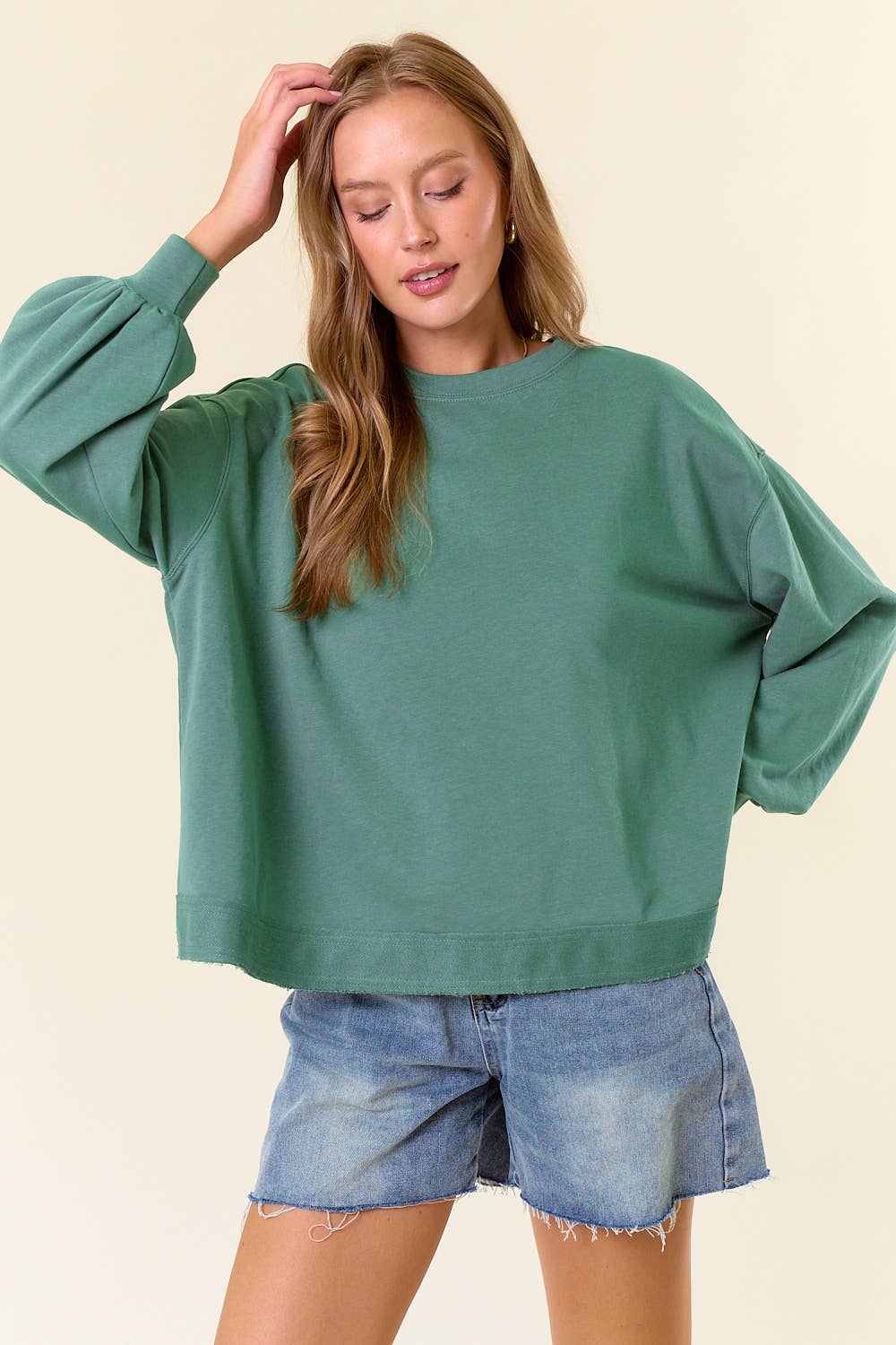 Puff Sleeve Over-Sized Sweatshirt
