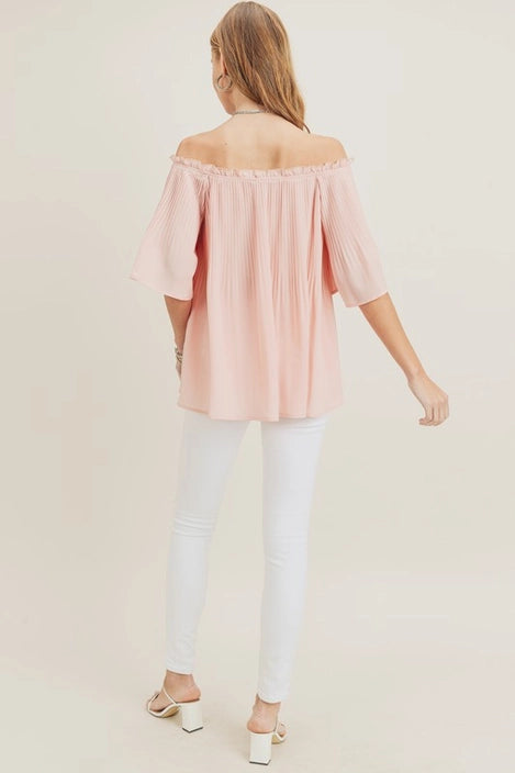 Pleated off the Sholder Top
