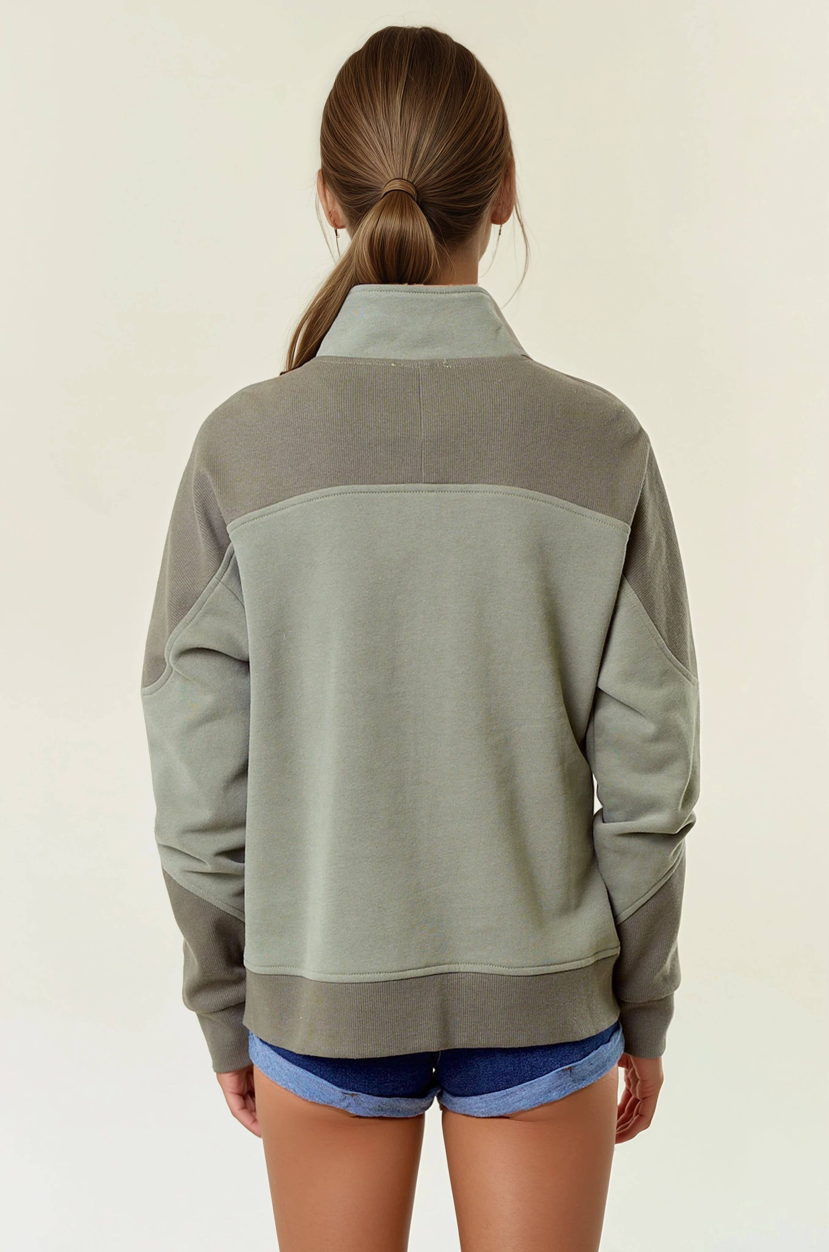 French Terry Mock Neck Sweatshirt
