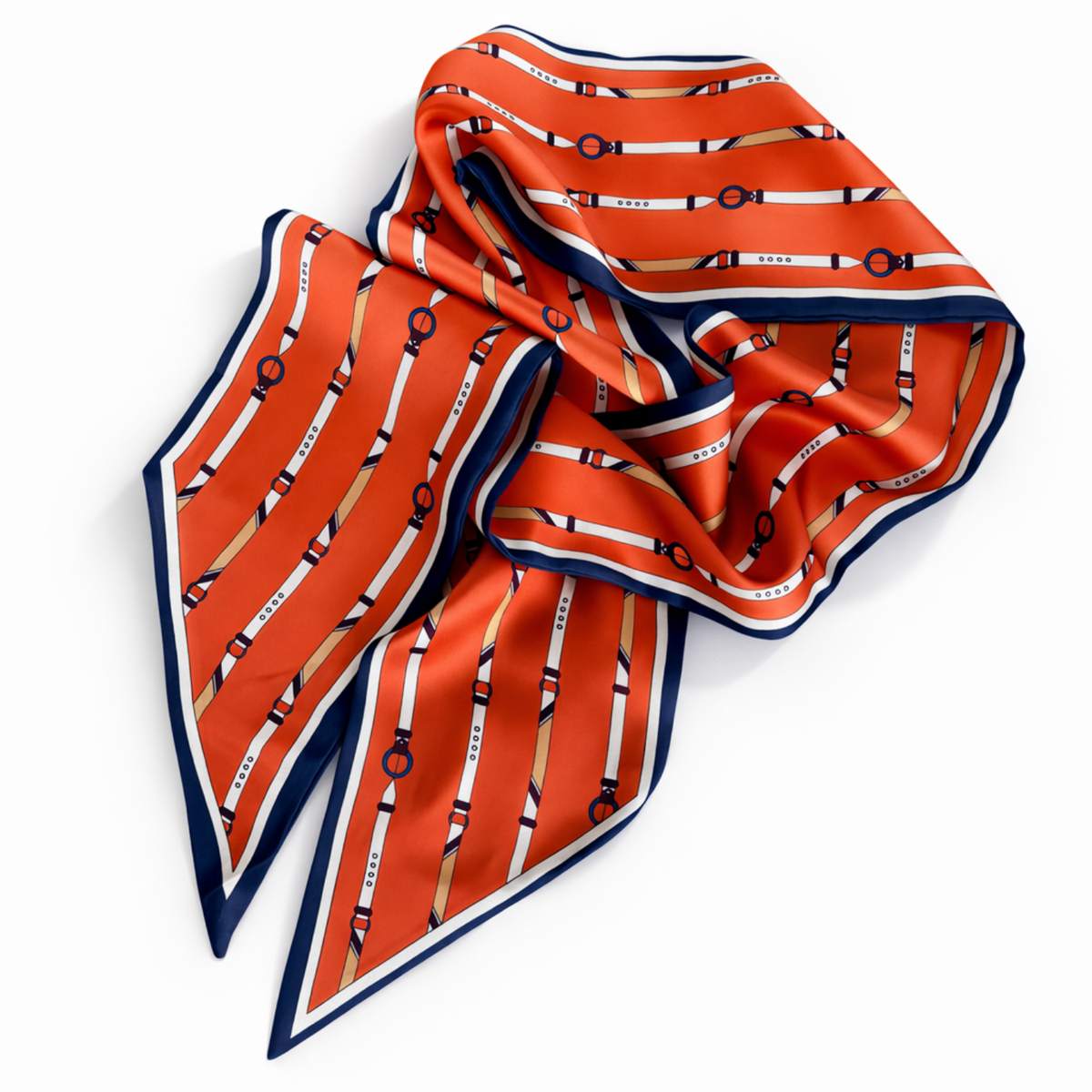 Saddle Stripe Silky Jumbo Twilly Scarf – Classic Equestrian Elegance