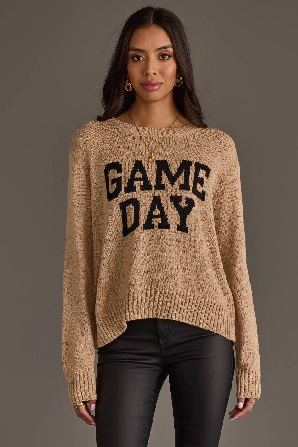 Tan & Black Game Day Lightweight Sweater