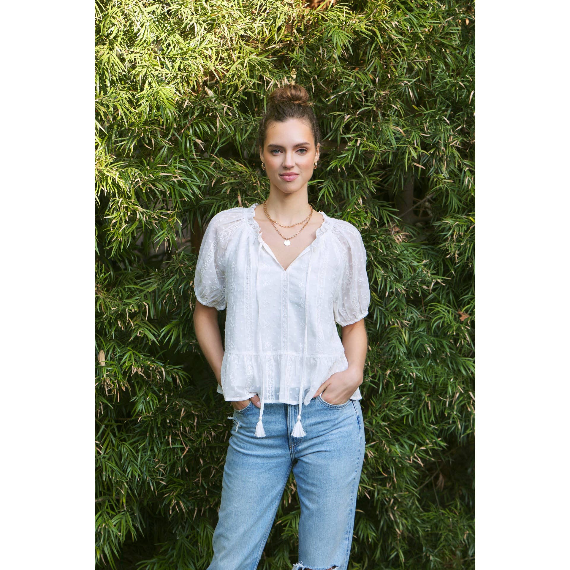 EMBROIDERED CHIFFON BLOUSE