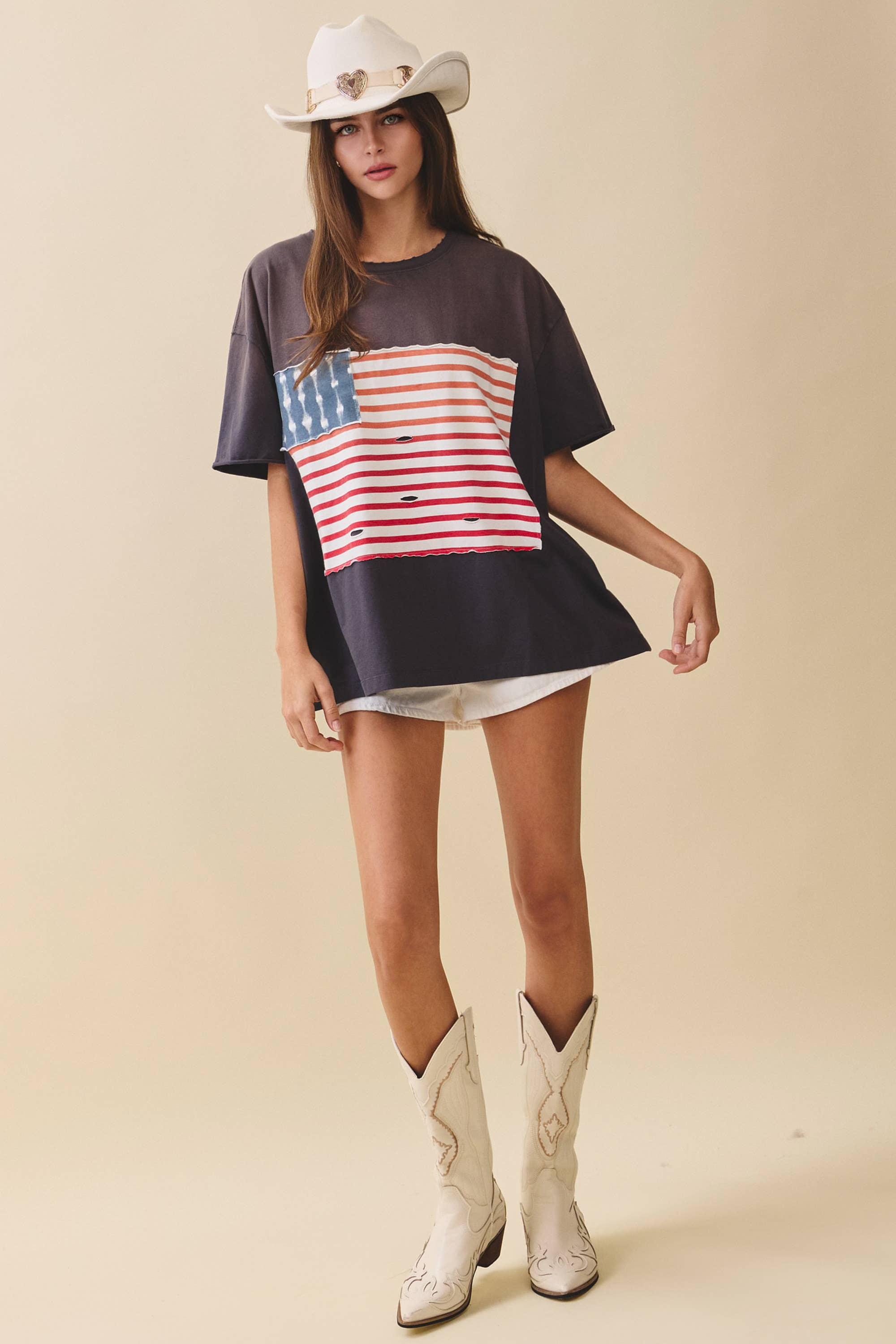 Distressed Flag Patch Tee