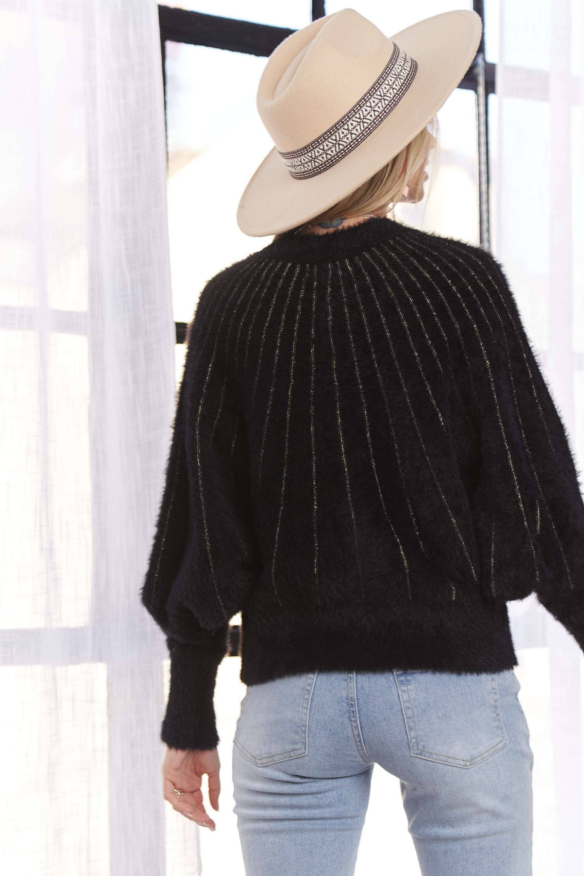 LUREX STRIPE ACCENT SWEATER