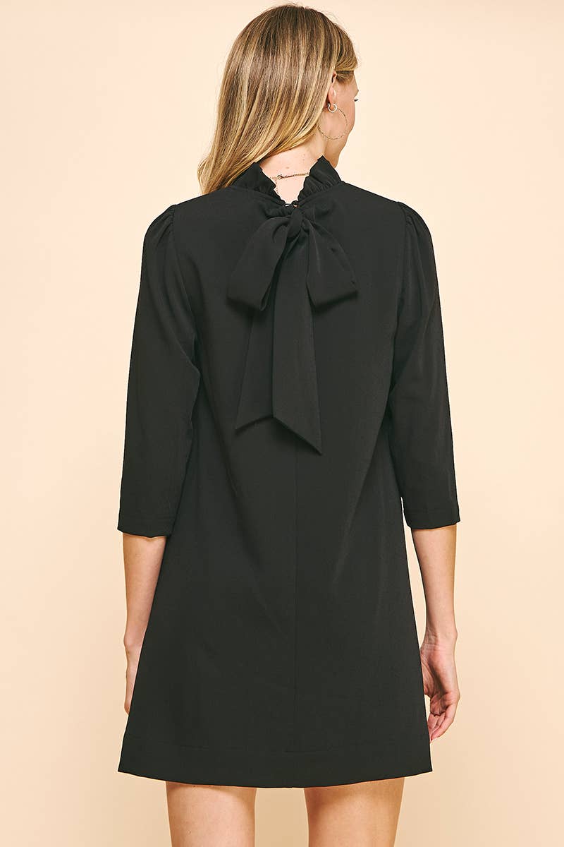 BACK NECK TIED MINI DRESS