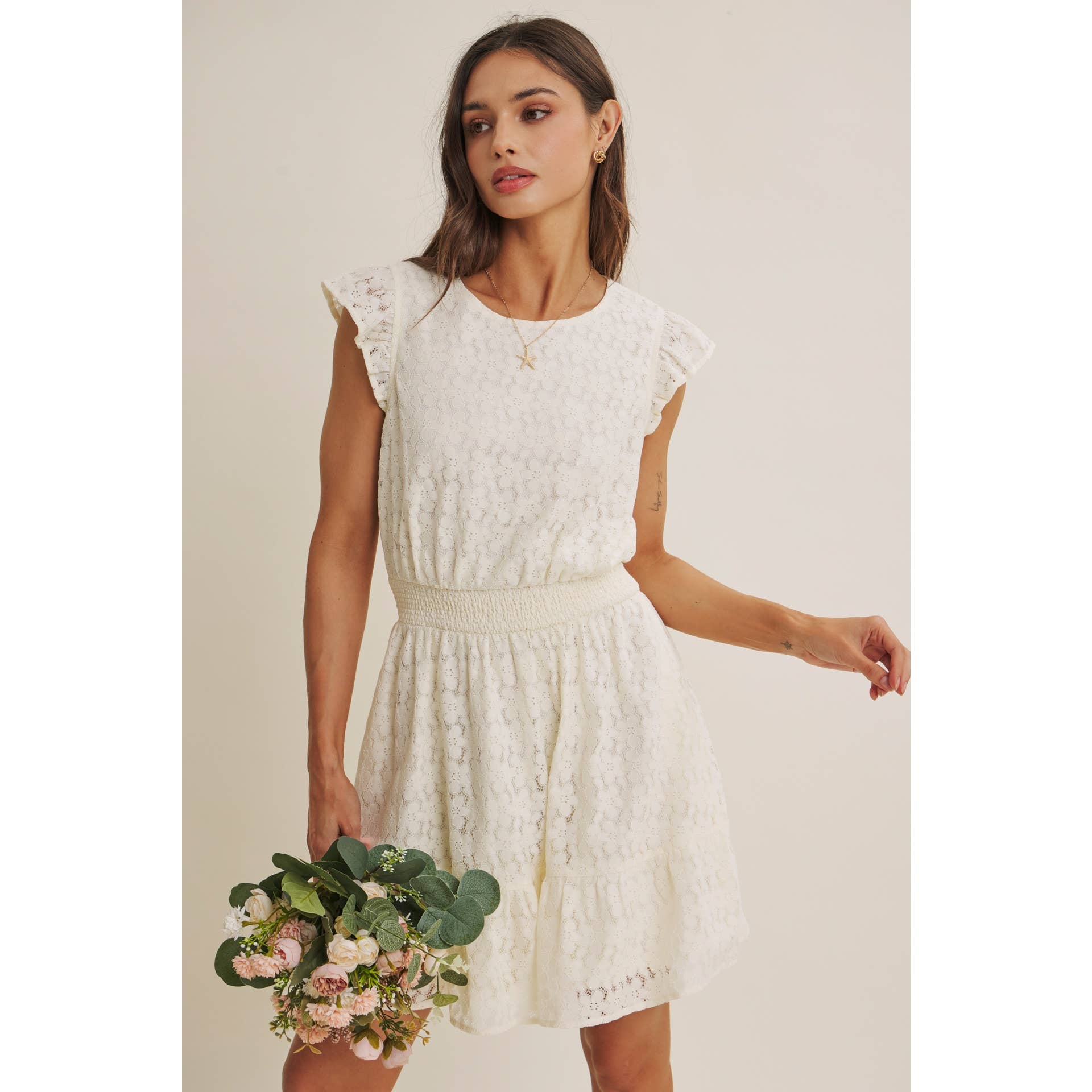 DELICATE LACE MINI DRESS