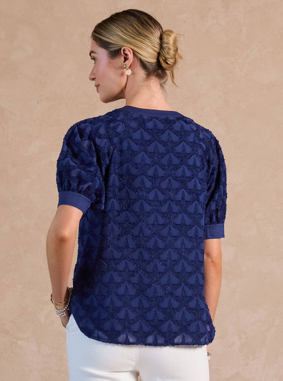 Star Pattern Short Sleeve Blouse