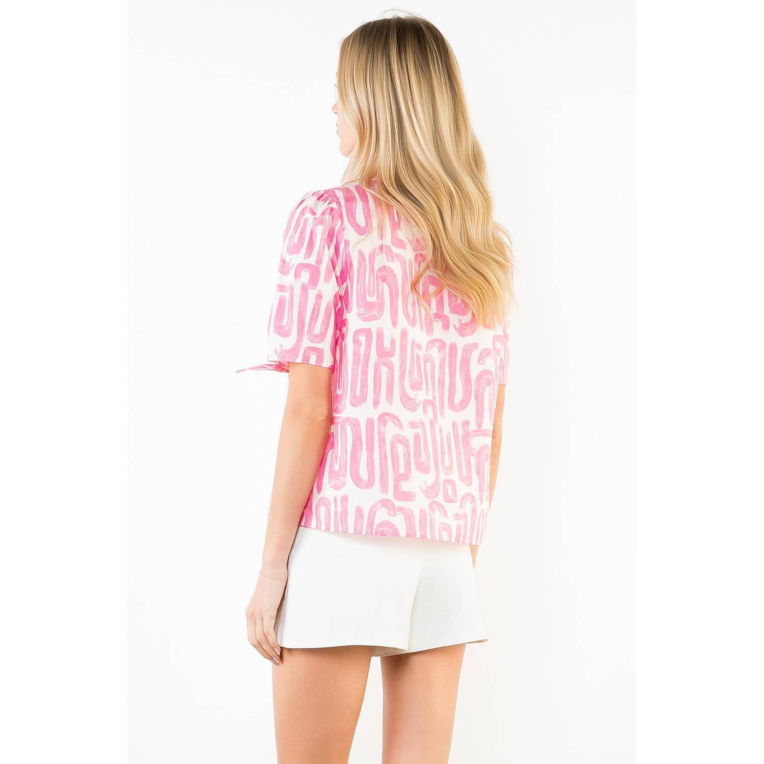 Abstract Pattern V-Neck Top