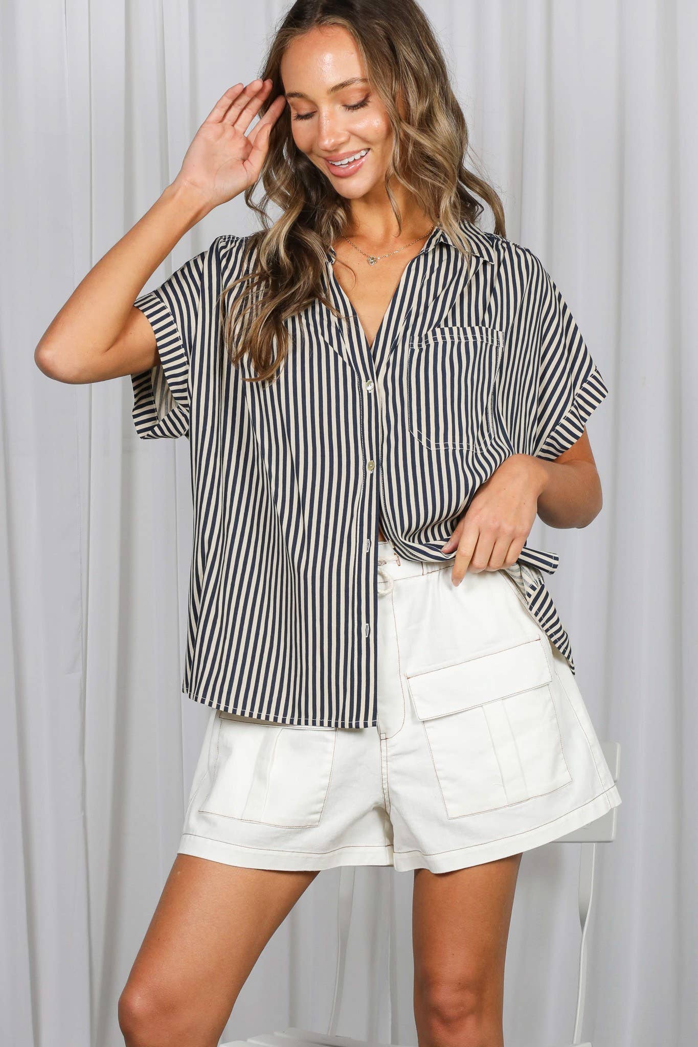Roll-Up Sleeve Button Down Shirt