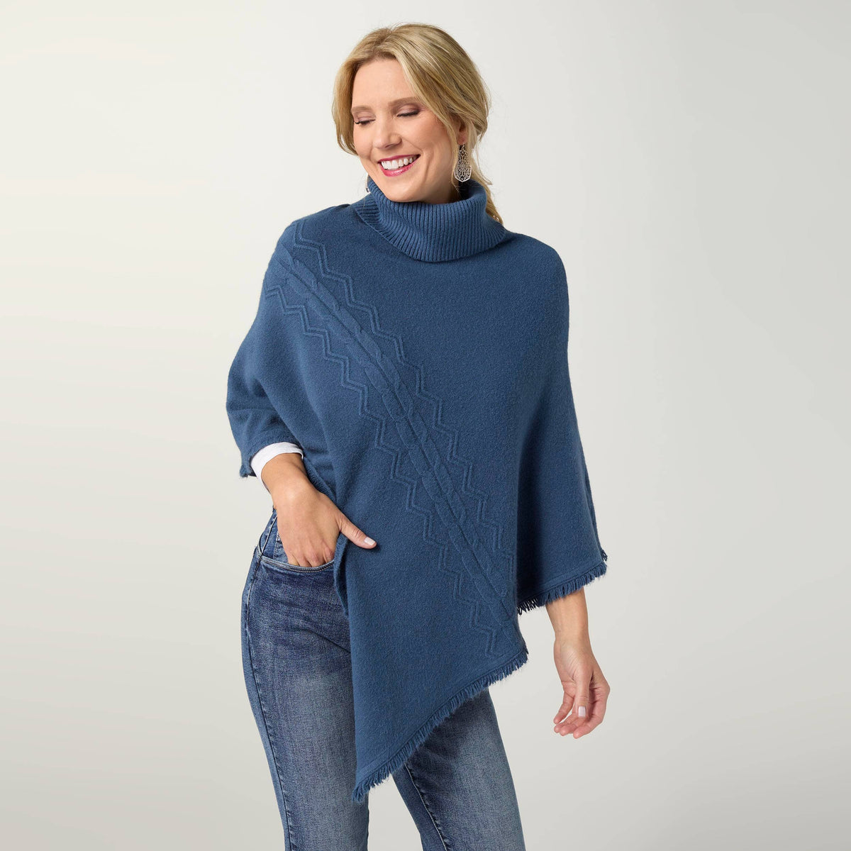 Heavenly-Luxe Cable Knit Turtleneck Poncho