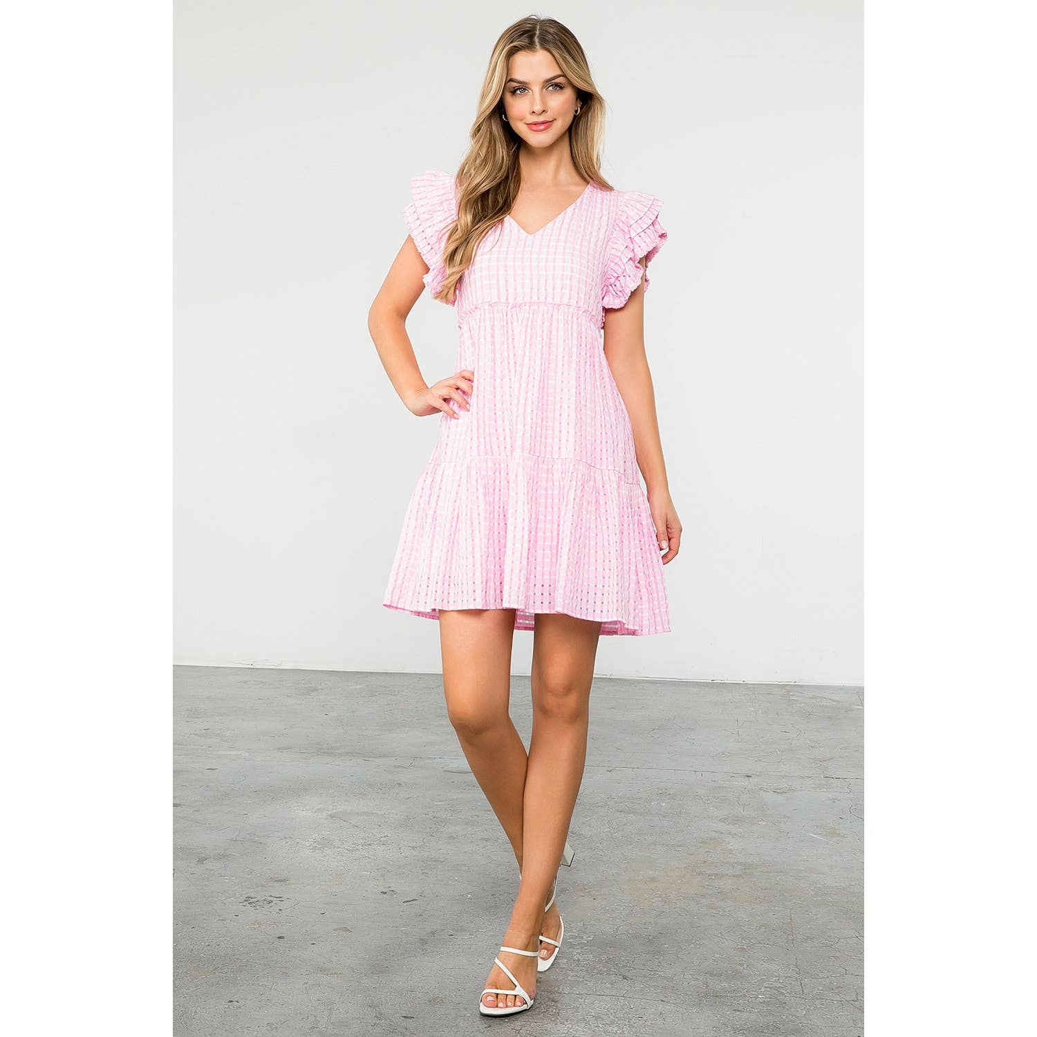 Flutter Sleeve Stripe Dress