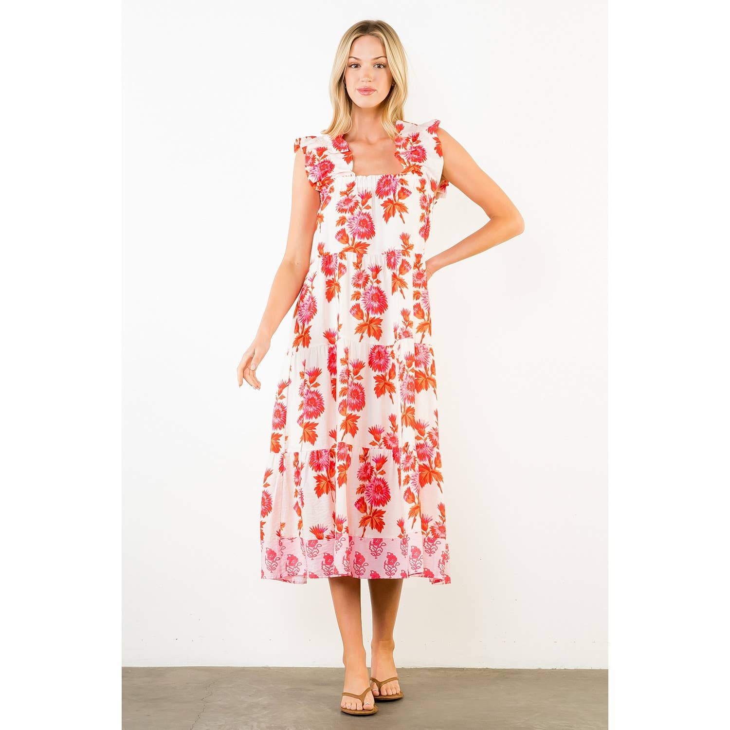 Flutter Sleeve Floral Tiered Dress