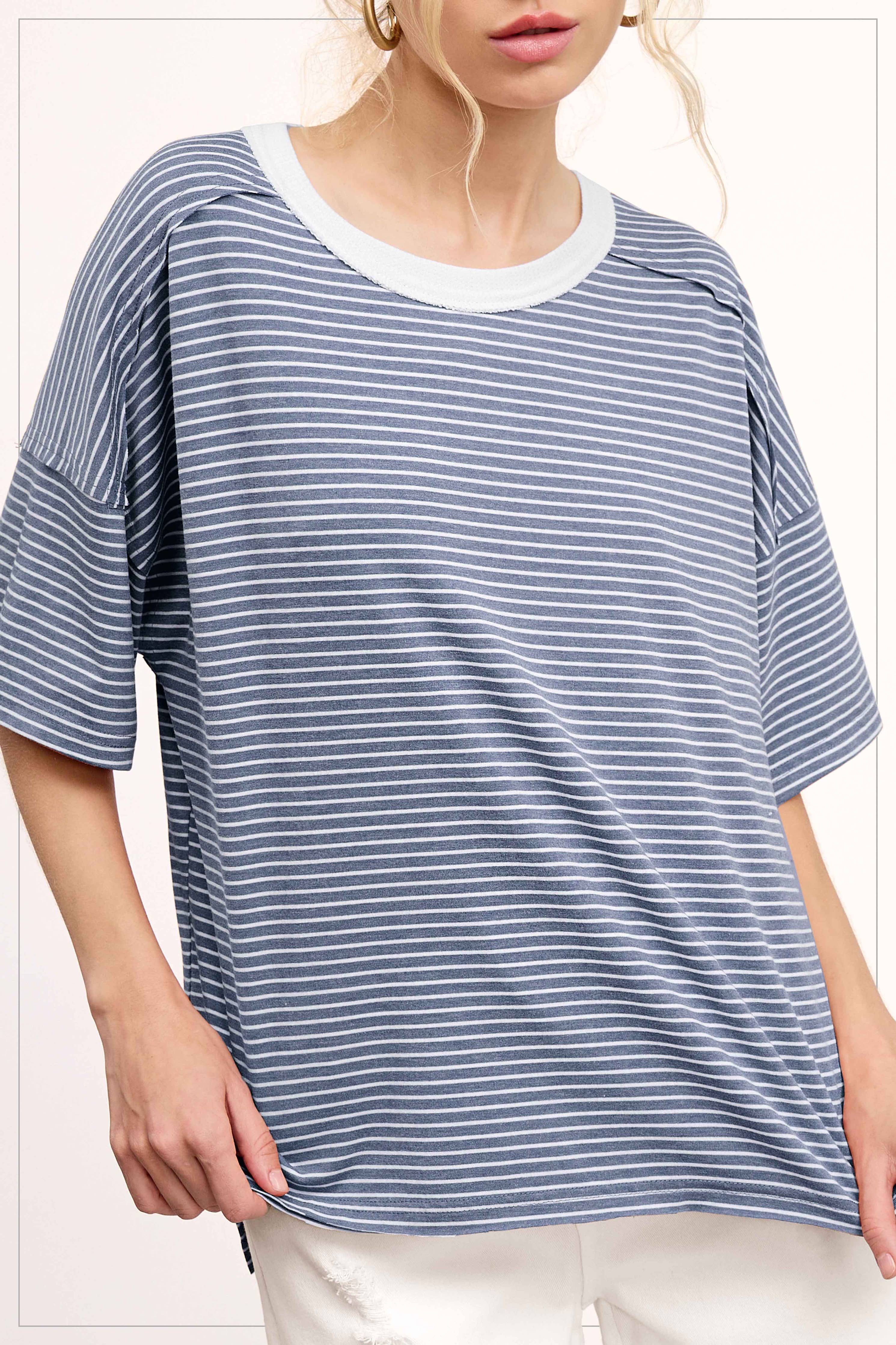 Striped Drop Shoulder Top